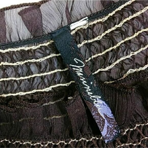 MARINEBLU Sz M Sheer Embroidered Ruffle Peplum Top Round Neck Spring Fall Layer - Picture 7 of 7